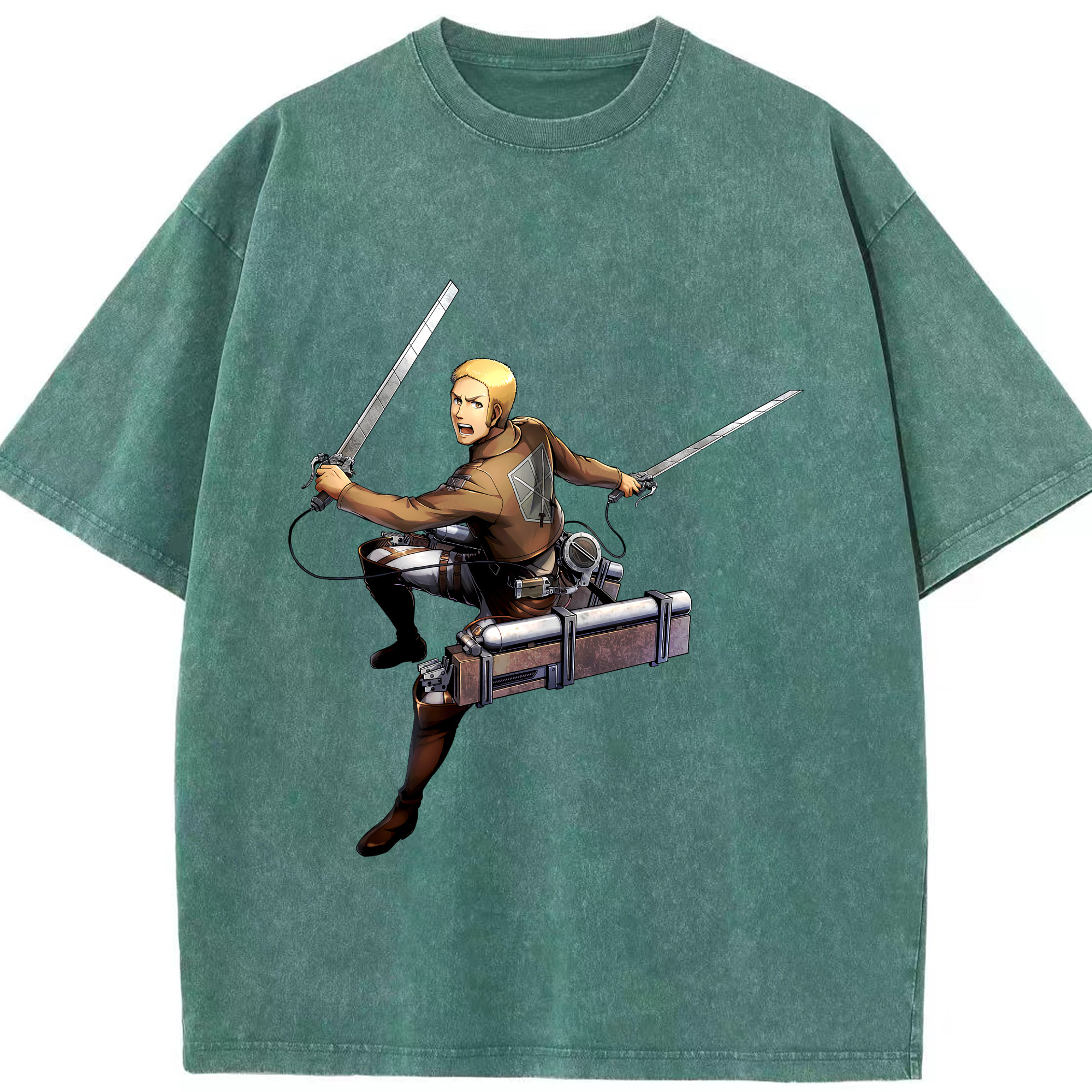 （画像用） 進撃の巨人 ライナー・ブラウン Attack on Titan Reiner Braun 綿100% ヴィンテージ風 半袖Tシャツ（フロントプリント）